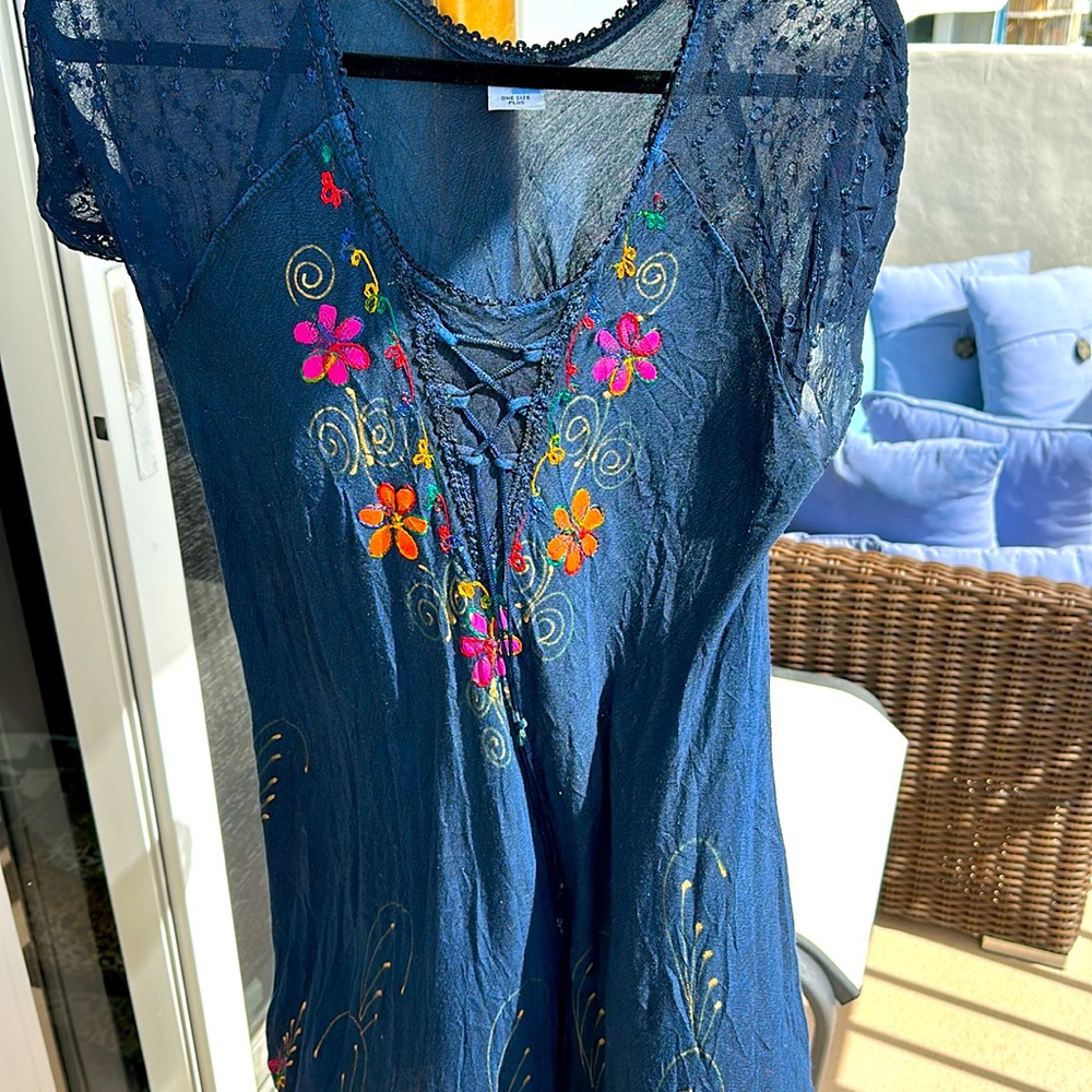 SHORELINE FLORAL MIDI DRESS blue Embroidered - Picture 6 of 9